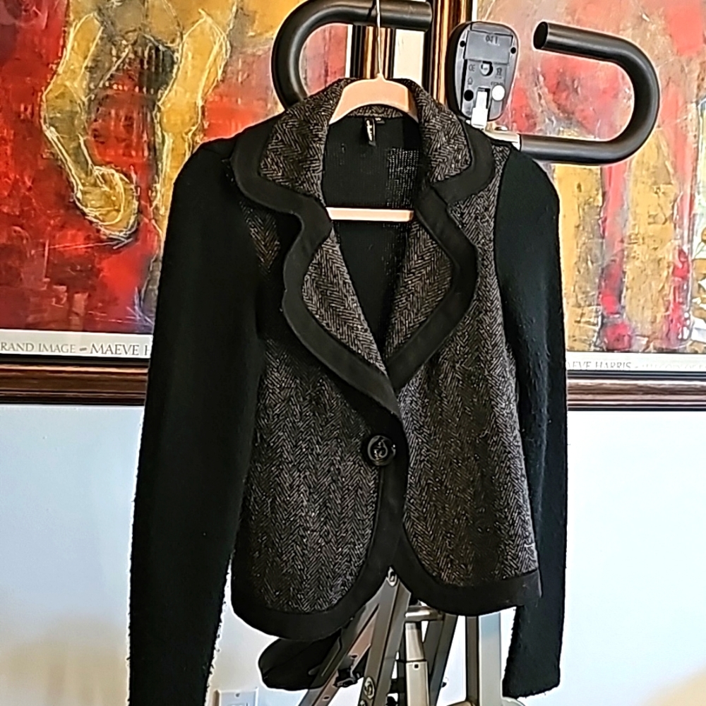 Mixed media sweater tweed blazer